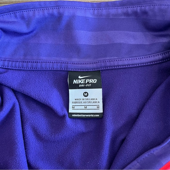 NIKE PRO DRI-FIT PURPLE STRIPE QUARTER ZIP TOP LONG SLEEVE ACTIVE WEAR RUNNING - Picture 7 of 9